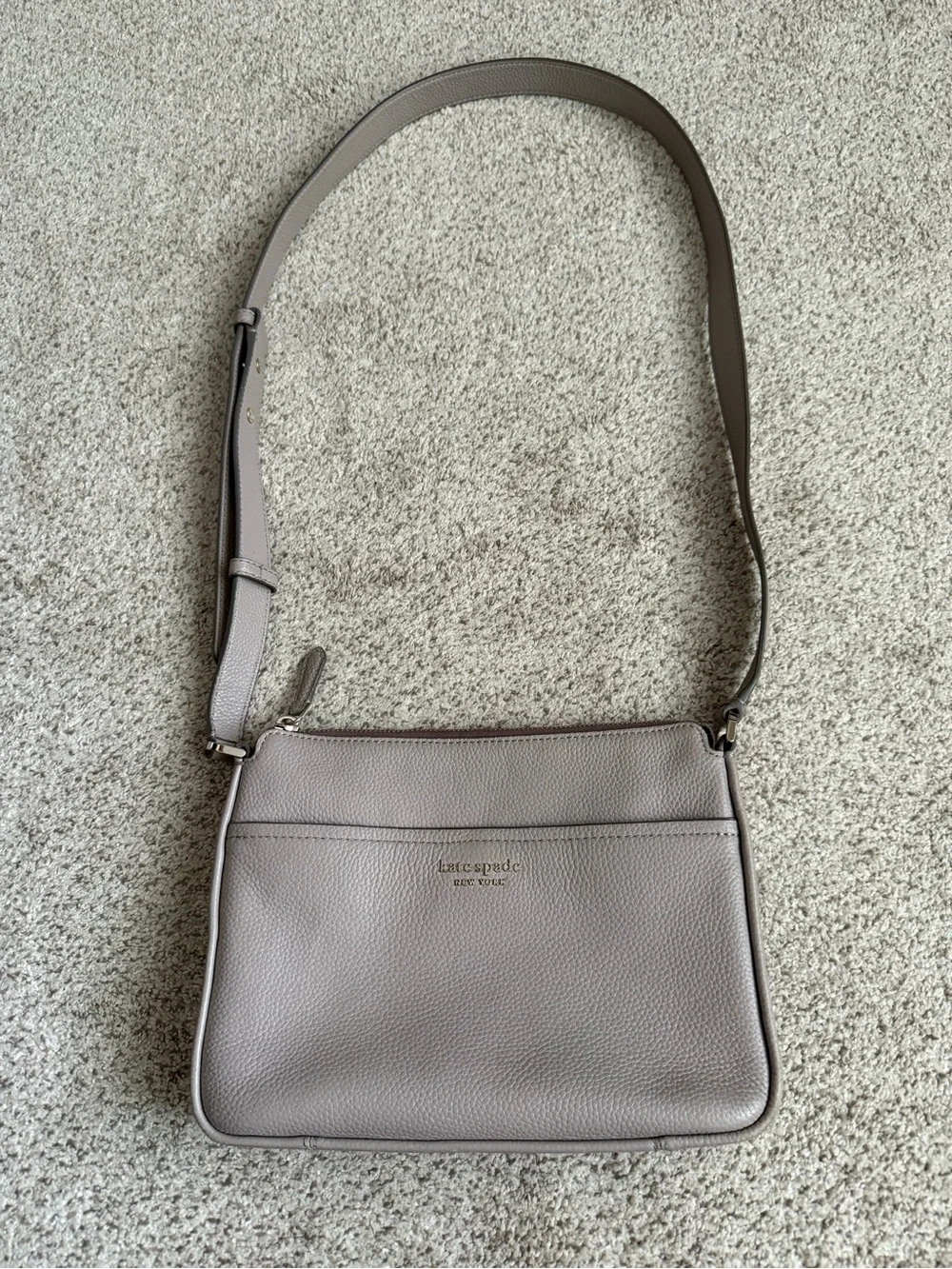 kate spade New York Pebbled Light Blush Leather Shoulder Bag with Gold Logo